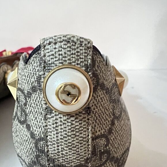 Gucci GG Monogram Lexi Supreme Pearl Lips Stars Bow Brown Ballet Flats SZ EU 39 - Picture 10 of 16